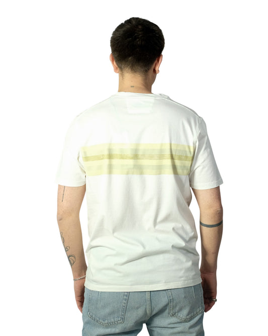 Gauze White Jersey slhort sleeve striped T-shirt