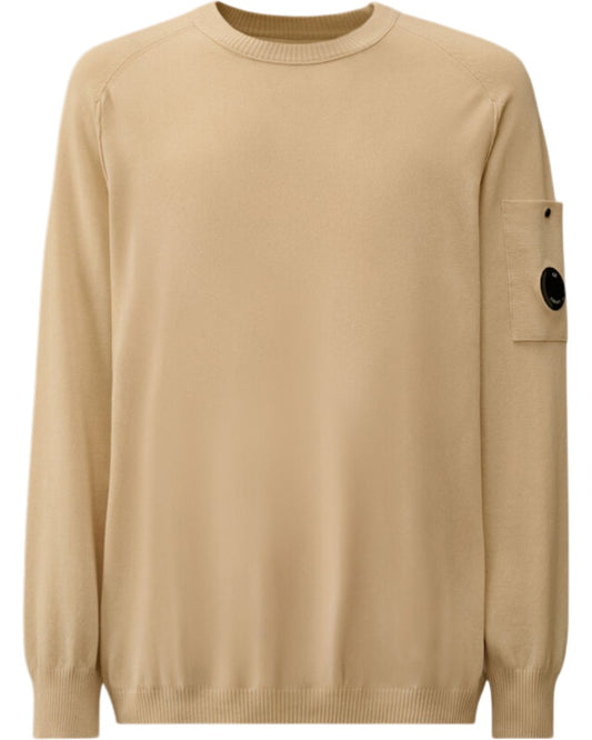 C.P. Company Cotton Crepe Crewneck Lens Sweater – Frozen Dew