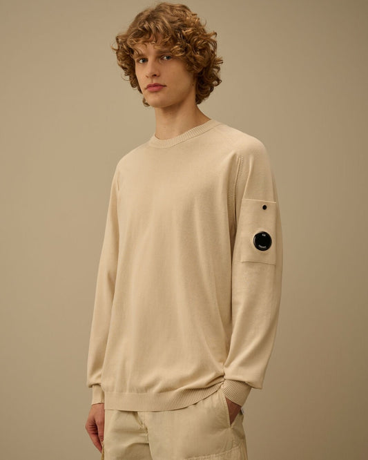 C.P. Company Cotton Crepe Crewneck Lens Sweater – Frozen Dew