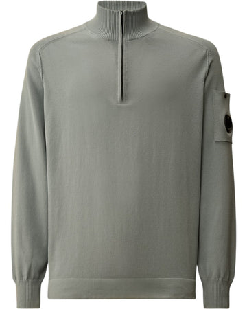 C.P. Company Cotton Crepe Half Zip Sweater – Gunmetal