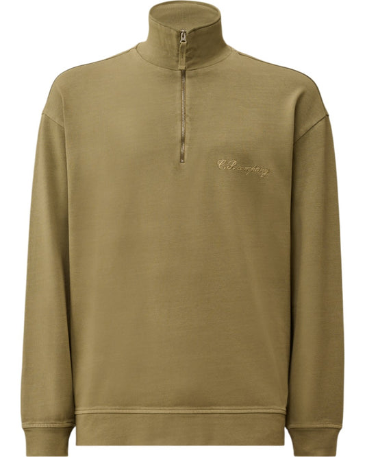 C.P. Company Polo Collar Sweatshirt – Moss Gray