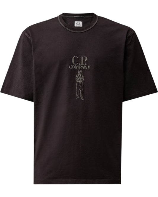 Black twisted short sleeve logo T-shirt