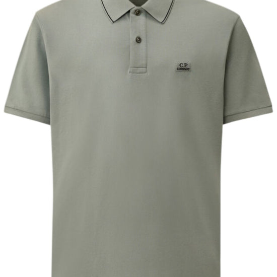 Silver Blue stretch piquet short sleeve logo polo