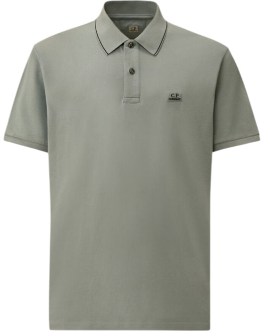 Silver Blue stretch piquet short sleeve logo polo