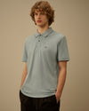 Silver Blue stretch piquet short sleeve logo polo