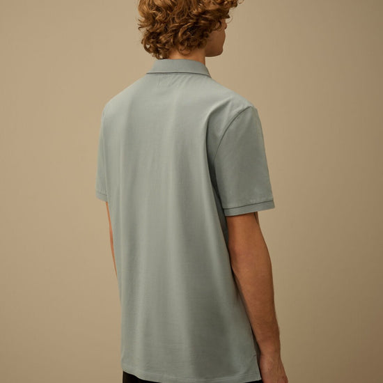 Silver Blue stretch piquet short sleeve logo polo