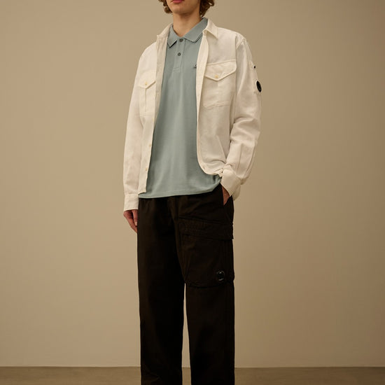 Silver Blue stretch piquet short sleeve logo polo