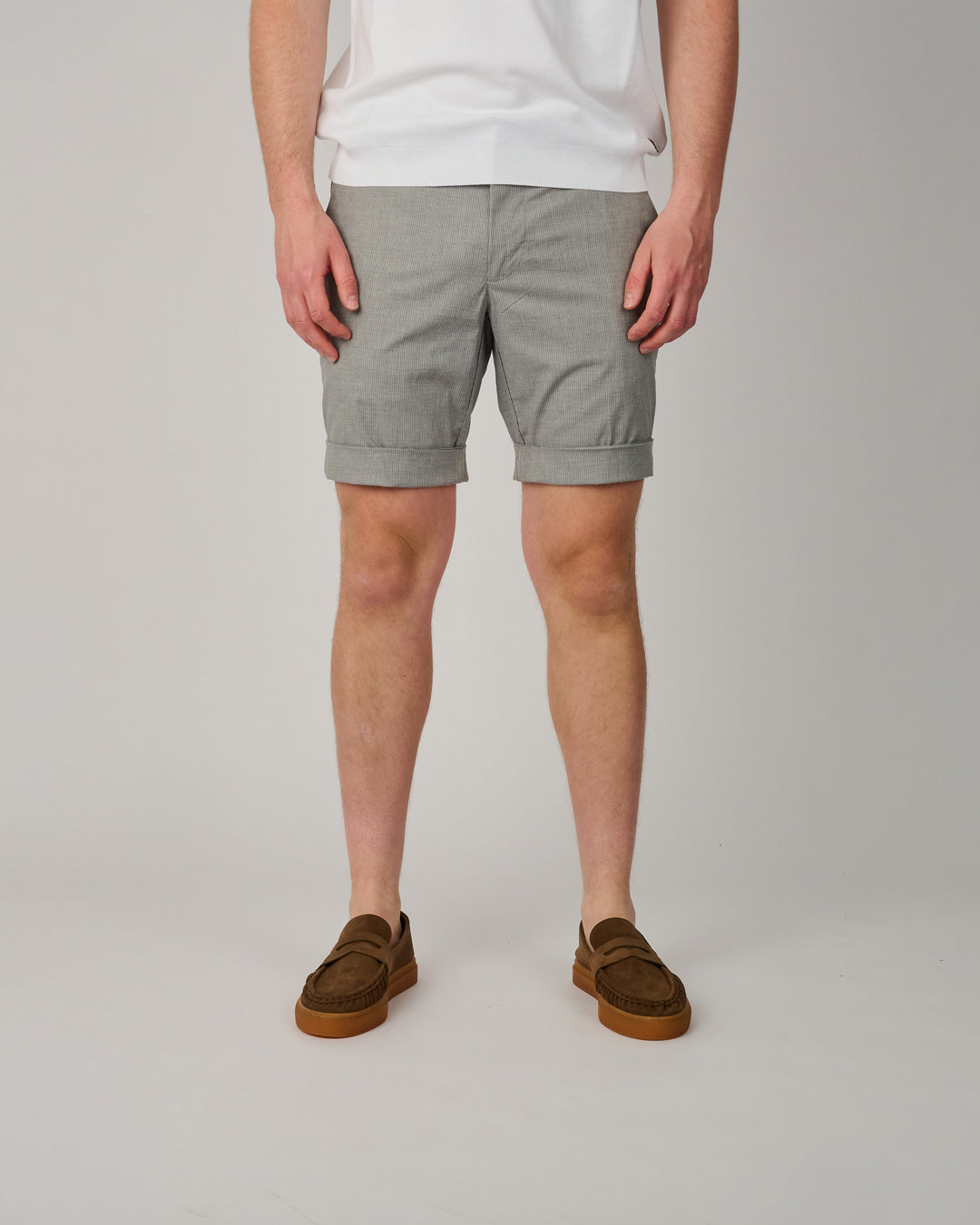 Grey Striped Torino Shorts