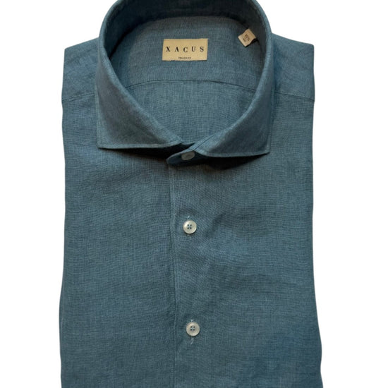 Eendenblauw Linnen Tailor Fit