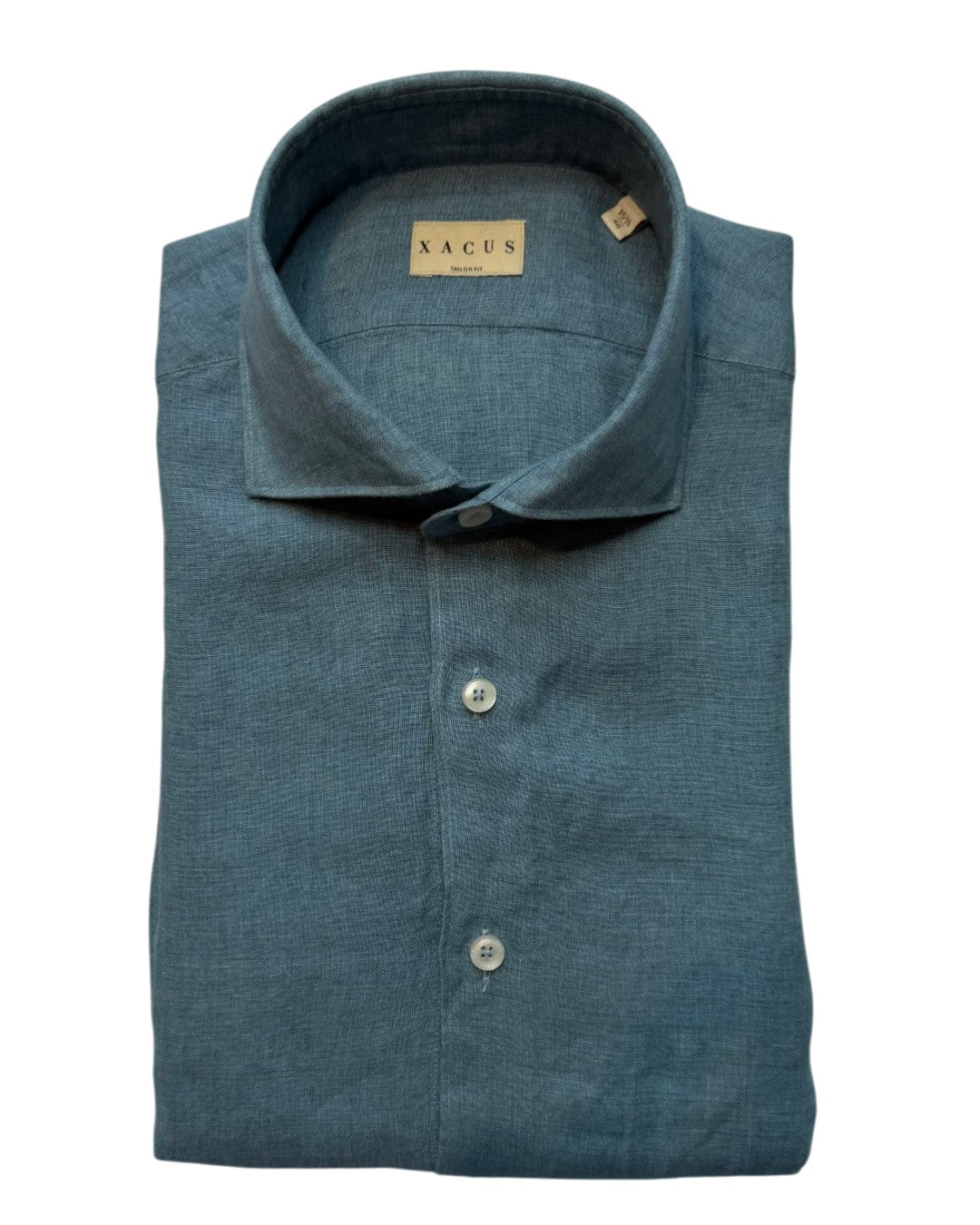 Eendenblauw Linnen Tailor Fit