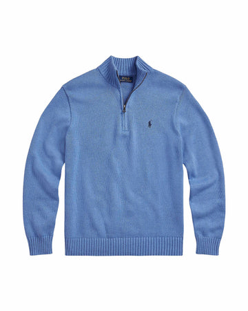 Soft Royal Heather Cotton Quarter Zip Pullover