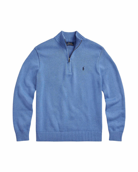 Soft Royal Heather Cotton Quarter Zip Pullover