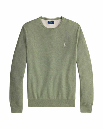 Fern Green Heather Mesh-Knit Cotton Pullover