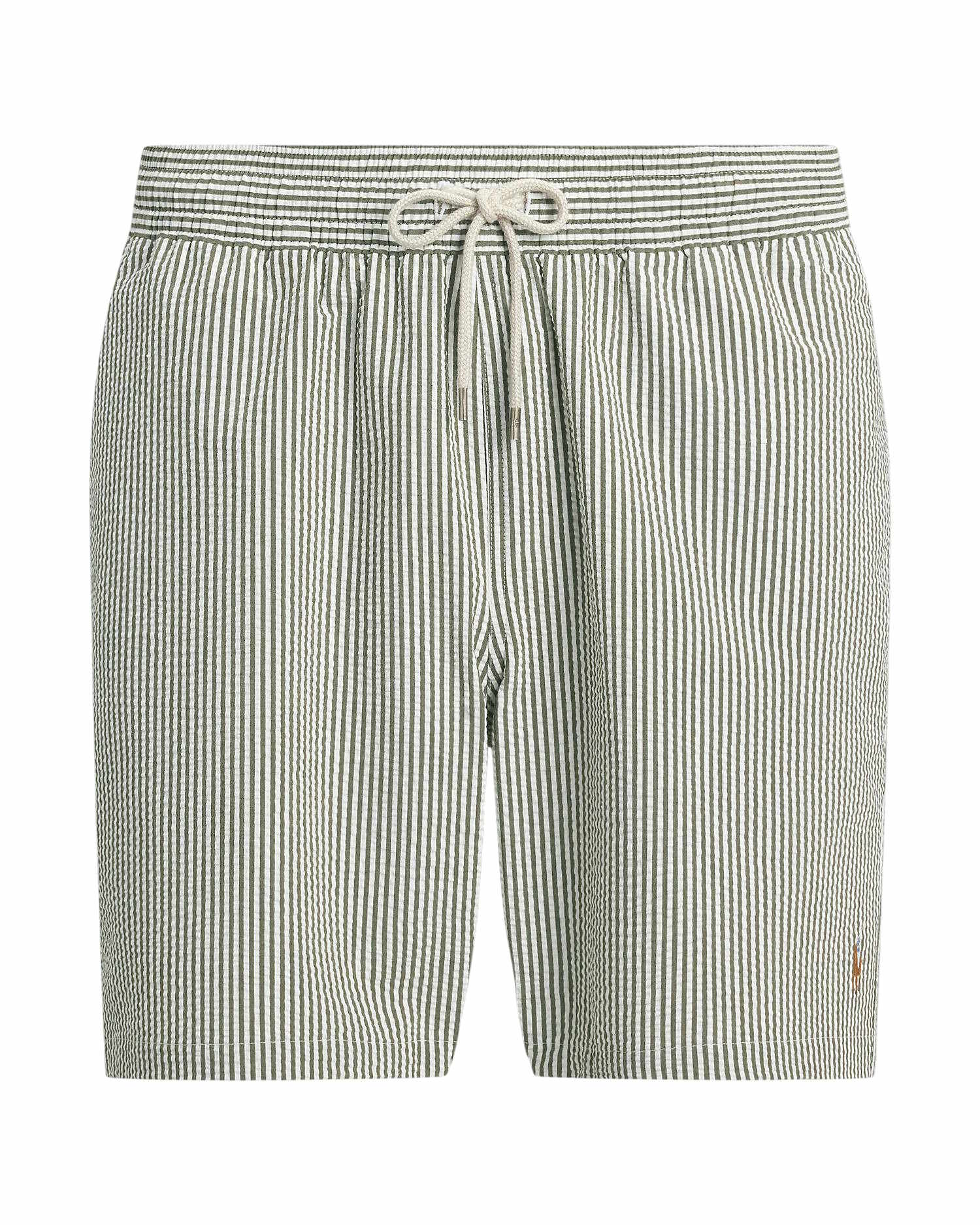 New Olive Seersucker Traveler Swimshorts Ralph Lauren