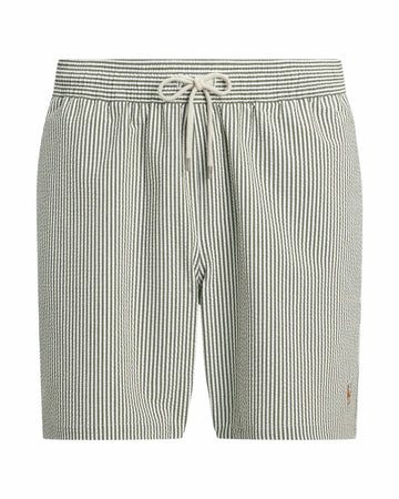 New Olive Seersucker Traveler Swimshorts Ralph Lauren