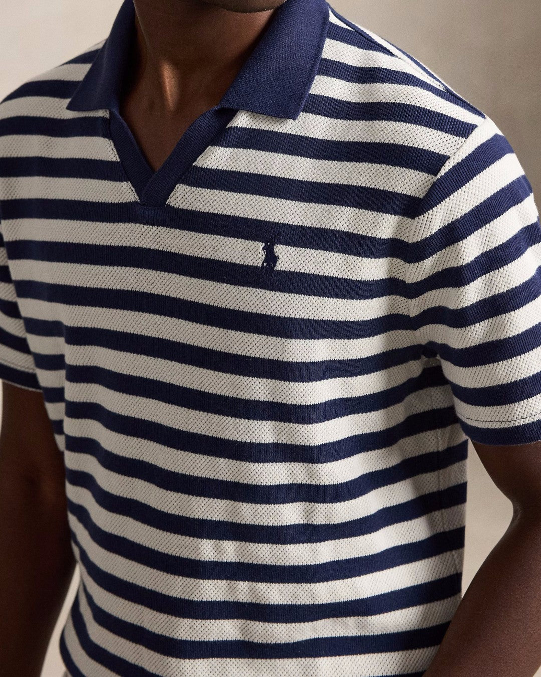 Newport Navy Andover Cream Cotton Stripe Polo