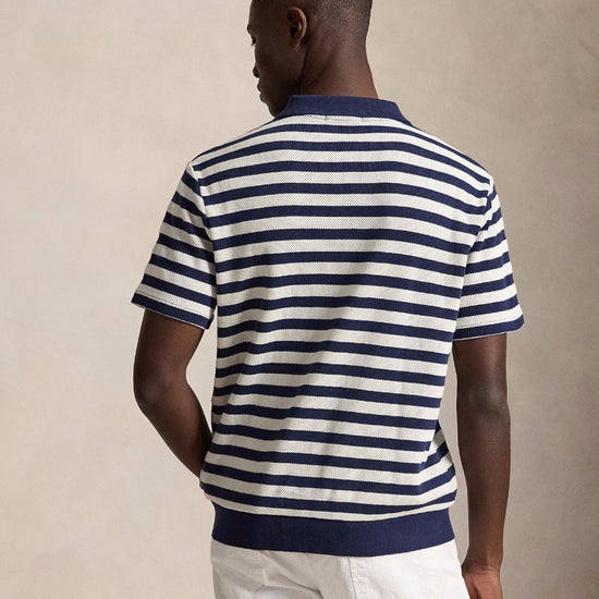 Newport Navy Andover Cream Cotton Stripe Polo
