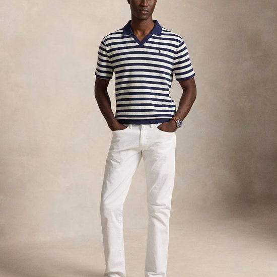 Newport Navy Andover Cream Cotton Stripe Polo