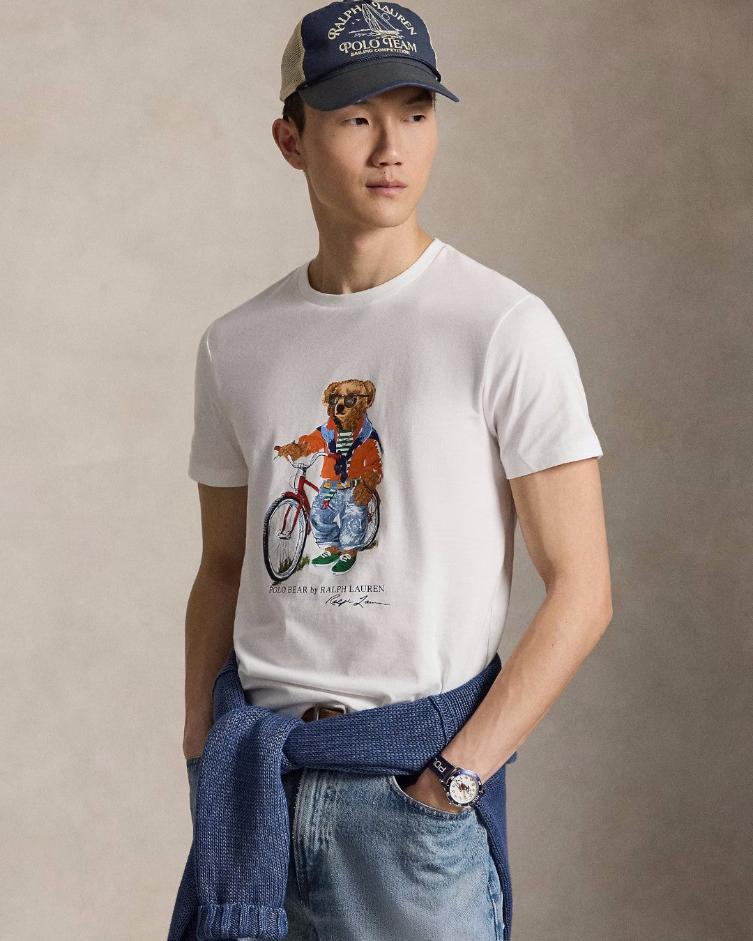 White Summer Bear Jersey T-shirt