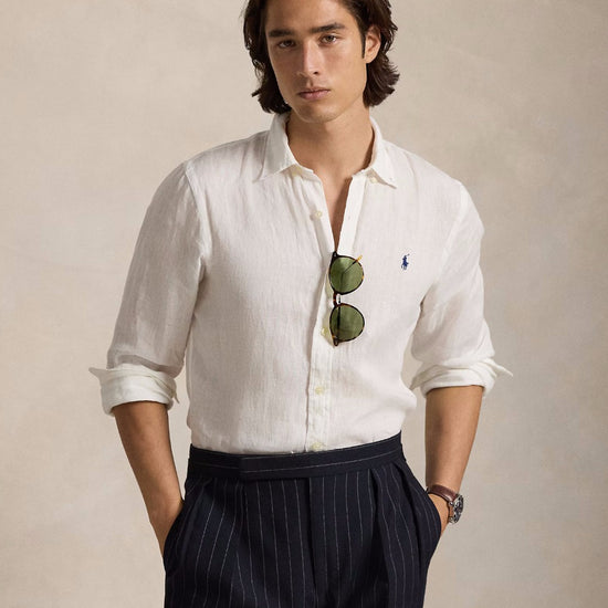 White Linen Slim Fit Shirt