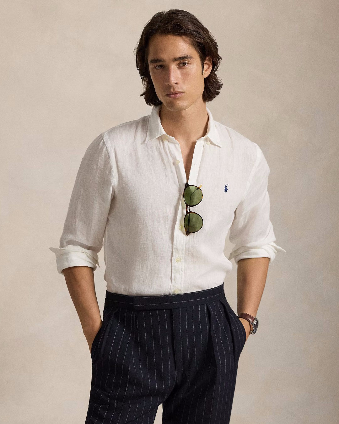 White Linen Slim Fit Shirt