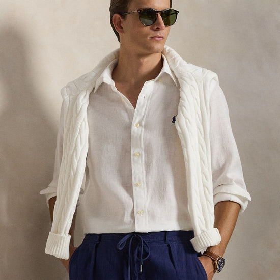 White Linen Custom Fit Shirt