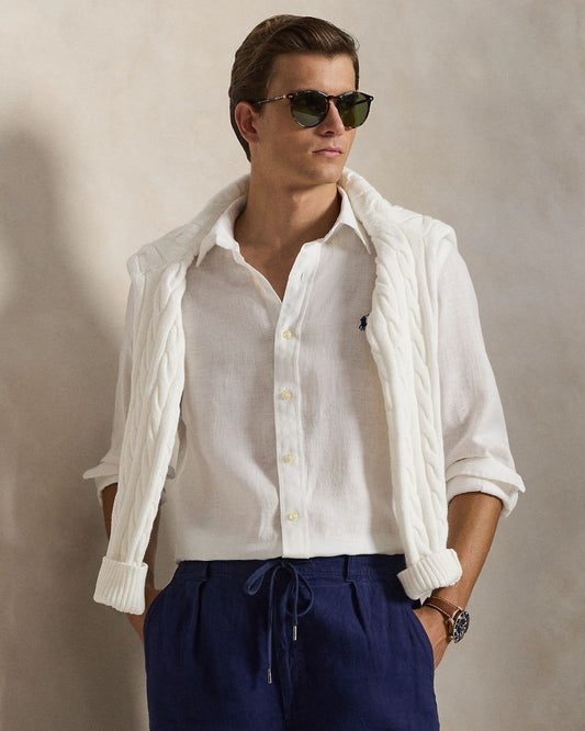 White Linen Custom Fit Shirt