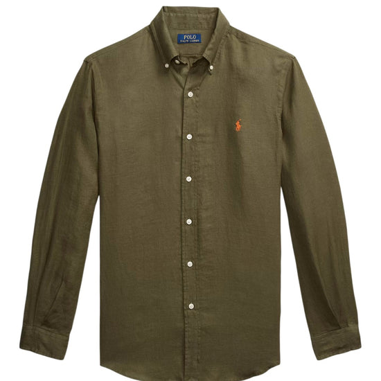 New Olive Linen Slim Fit Shirt