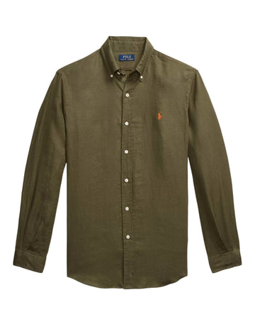 New Olive Linen Slim Fit Shirt