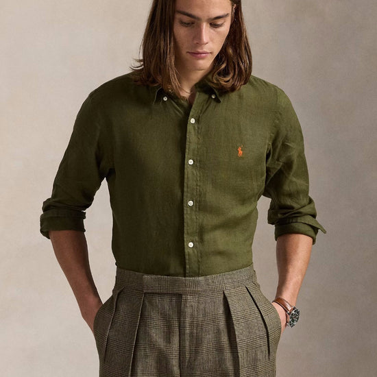 New Olive Linen Slim Fit Shirt
