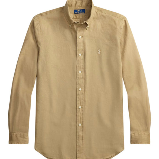 Cafe Tan Linen Slim Fit Shirt