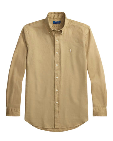 Cafe Tan Linen Slim Fit Shirt