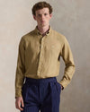 Cafe Tan Linen Slim Fit Shirt