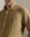Cafe Tan Linen Slim Fit Shirt