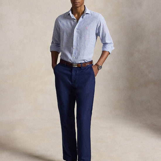 Blue White Stripe Seersucker Linen Shirt