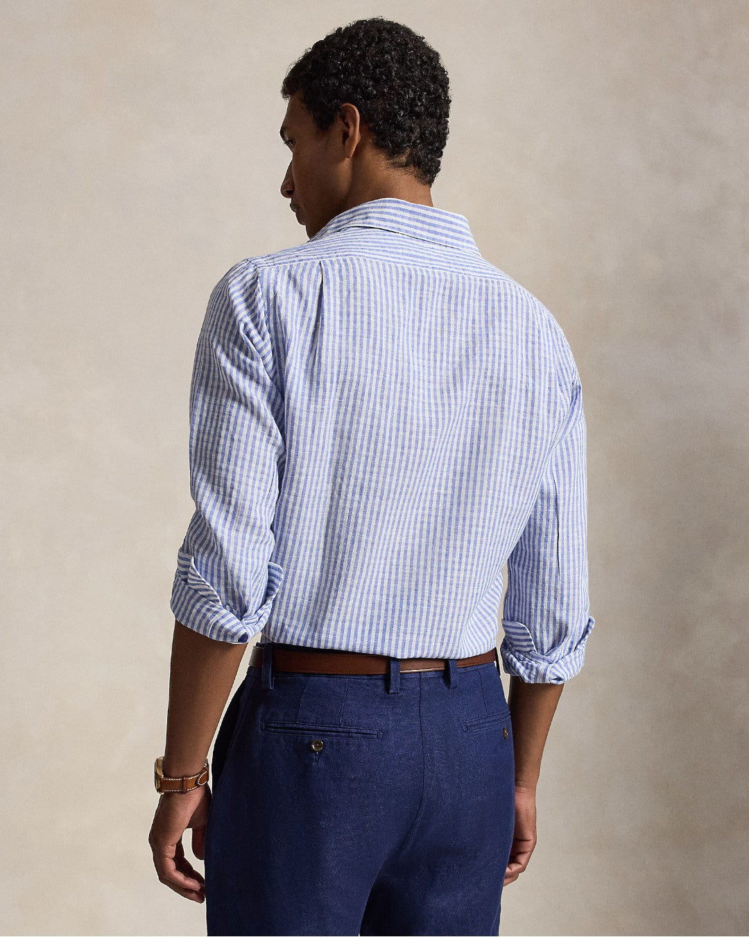 Blue White Stripe Seersucker Linen Shirt