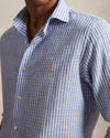 Blue White Stripe Seersucker Linen Shirt
