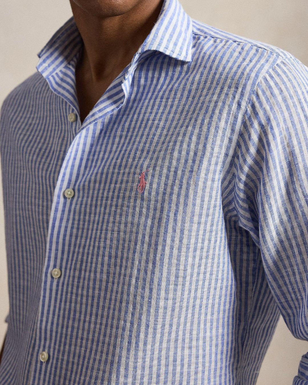 Blue White Stripe Seersucker Linen Shirt