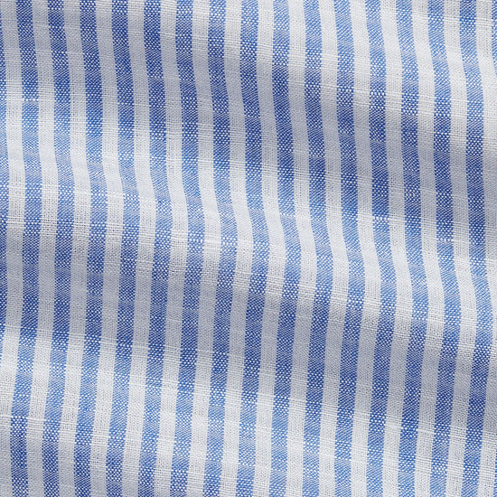 Blue White Stripe Seersucker Linen Shirt