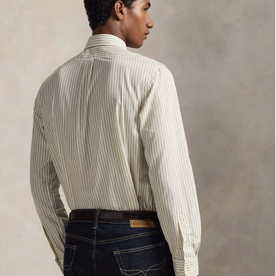 White Coastal Beige Washed Broadcloth Shirt
