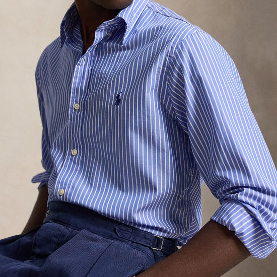 Med Blue White Washed Broadcloth Shirt
