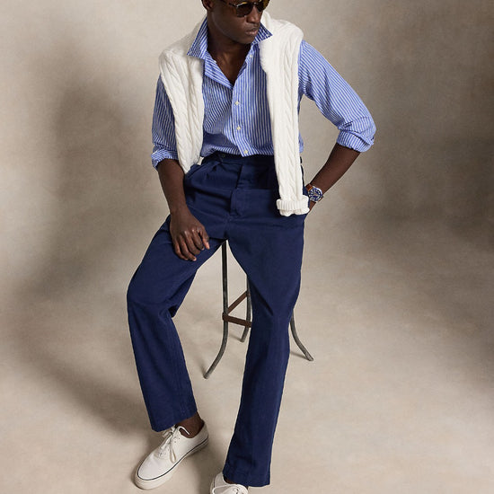 Med Blue White Washed Broadcloth Shirt