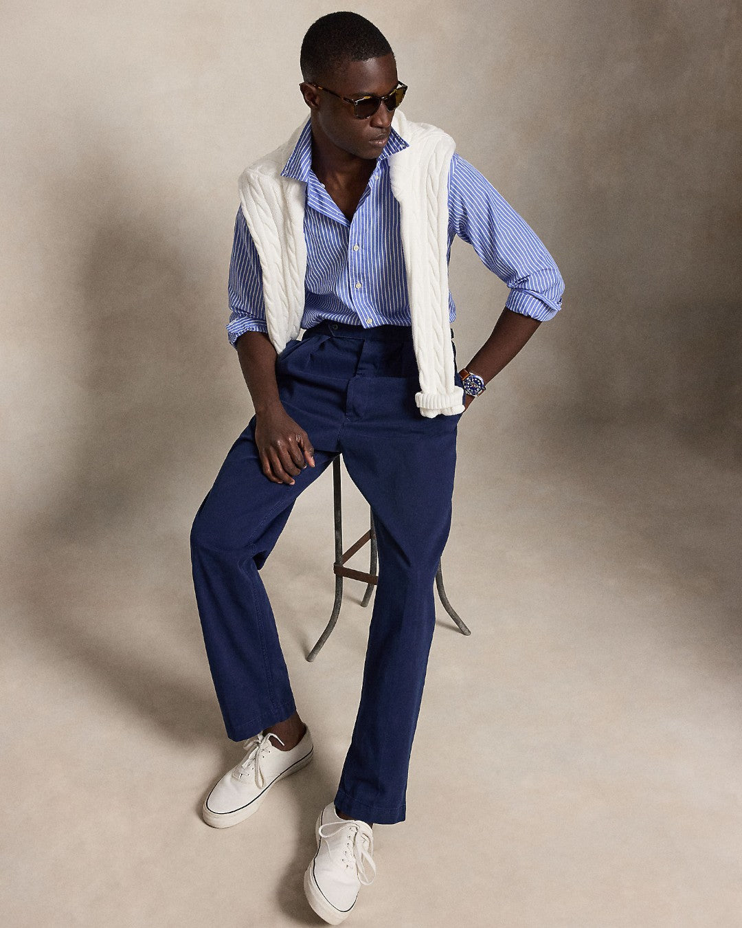 Med Blue White Washed Broadcloth Shirt