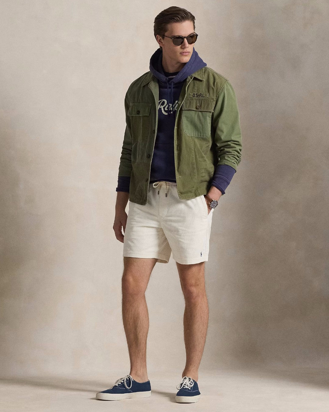 Warm White Corduroy Polo Prepster Shorts