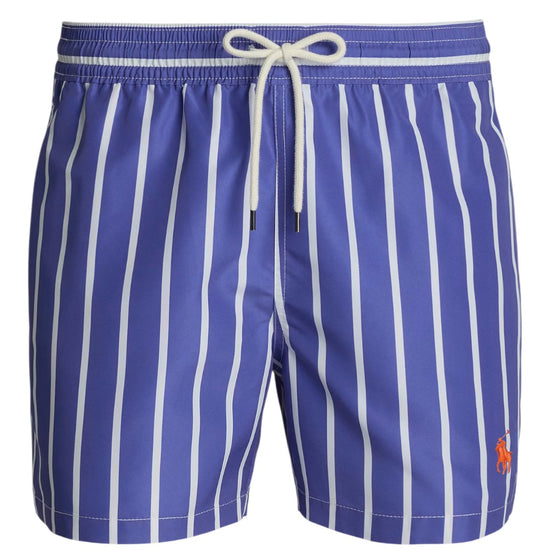 Blue Vertical Wide Stripe Slim Fit Swimshort