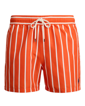 Sailing Orange Vertical Wide Stripe Slim Fit Swimshort