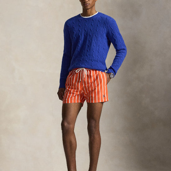 Sailing Orange Vertical Wide Stripe Slim Fit Swimshort