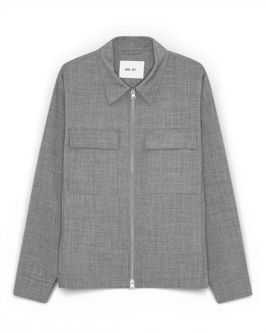 Light Grey Melange Alban Wool Blend Overshirt