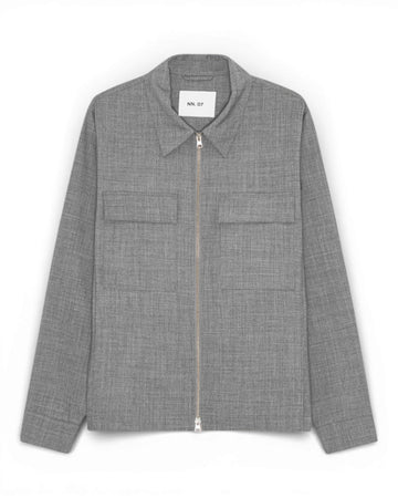 Light Grey Melange Alban Wool Blend Overshirt
