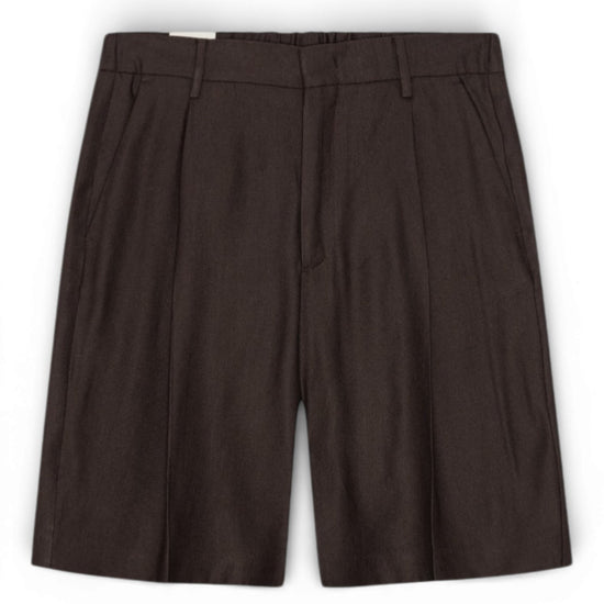 Deep Truffle Kay Linen Blend Relaxed Fit Shorts